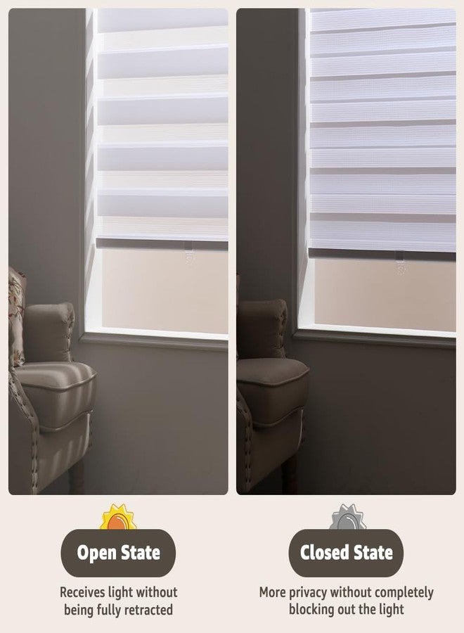 SEEYE Cordless Zebra Blinds for Window, French Door Blinds Free-Stop Roller Window Shades with Valance 22" W x 90" H, Light Filtering Window Treatment Sheer Blinds & Shades Easy to Install, White - Image 5